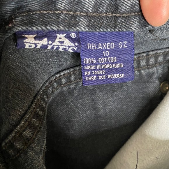 Vintage L.A. Blues Jeans High Rise 100% Cotton Black/Blue Wash Mom Relaxed Sz 10 - Picture 3 of 10
